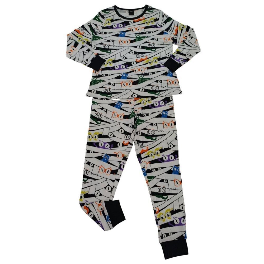 Hyde & Eek! Womens Halloween Mummy Print Pajama Set Cozy Sleepwear, Size L.